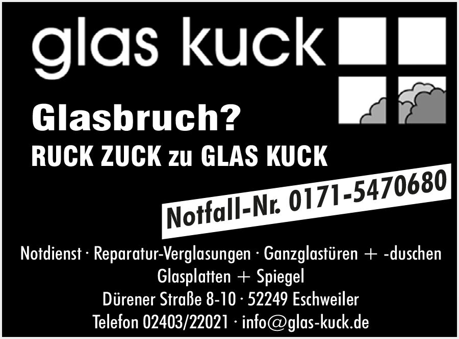 Ruckzuck Glas Kuck - 24h Notverglasung