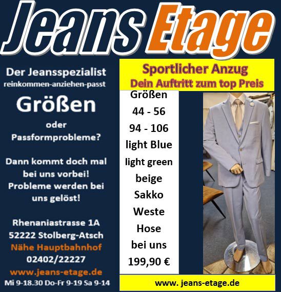 Jeans Etage in Stolberg - Sportlicher Anzug zum Top-Preis!