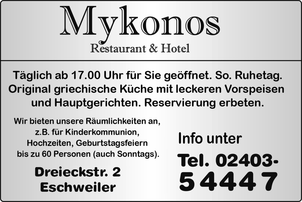 Mykonos - original griechische Küche in Eschweiler
